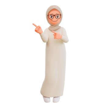 3d render muslim woman cartoon illustration png