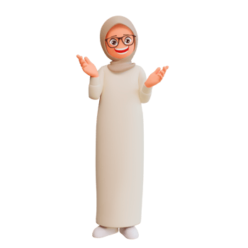 3d render muslim woman cartoon illustration png