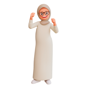 3d render muslim woman cartoon illustration png