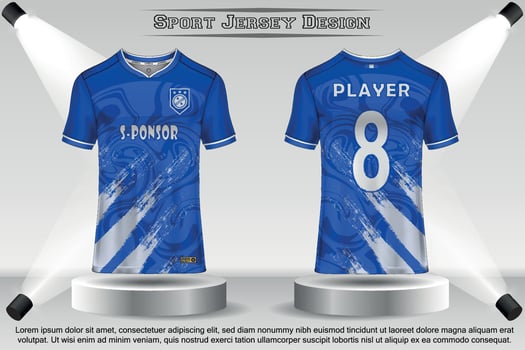 Soccer jersey mockup football jersey design in the studio sublimation for sport t shirt design collection for racing, cycling, gaming, motocross vector
