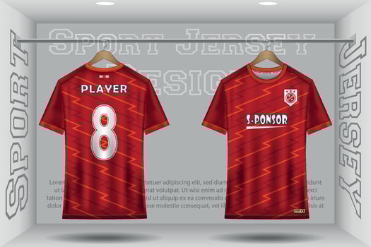 Soccer jersey mockup football jersey design in the studio sublimation for sport t shirt design collection for racing, cycling, gaming, motocross vector