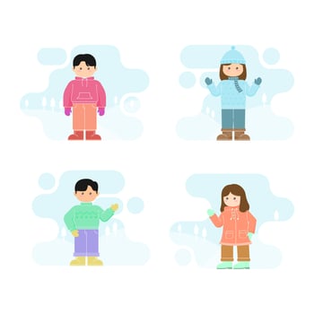 flat illustration winter people collection vector