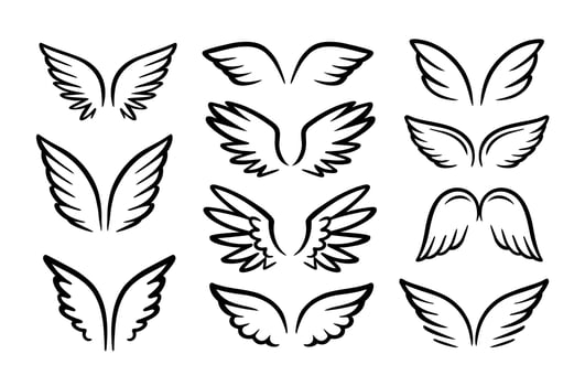 Black wings angel collection vector