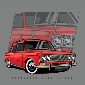 RED VINTAGE CAR ILLUSTRATION,READY FORMAT EPS 10 vector
