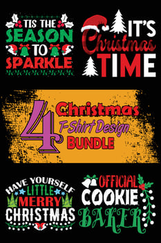 Christmas T-Shirt Design Bundle with Christmas tree and Christmas pattern for Christmas Celebration. Good for Greeting cards, t-shirts, mugs, and gifts. For Men, Women, and Baby clothes vector