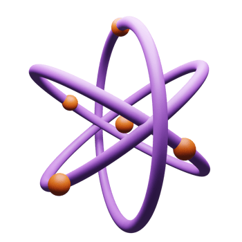 Atom 3d icon is purple, perfect for adding elements to your design png