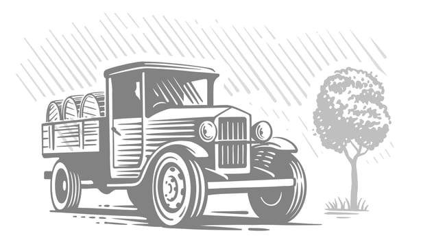 Truck in vintage style. Engraved drawing vector