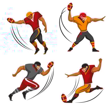 American football players, rugby team positions vector