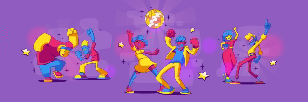 People dance and have fun disco party, contemporary vector