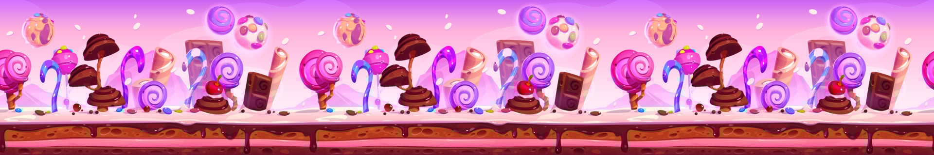 Candy planet cartoon game platform, background vector