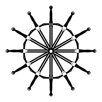 Steering wheel in line art. Simple black steering wheel. Outline PNG illustration.