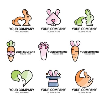set of collored rabbit logo concept vector