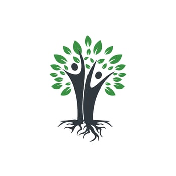 Family Tree And Roots Logo Design. Family Tree Symbol Icon Logo Design vector