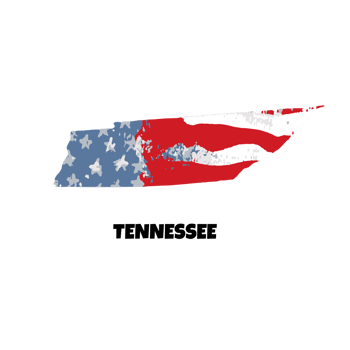 USA state Tennessee. State silhouette, watercolor american flag background. png