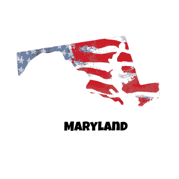 USA state Maryland. State silhouette, watercolor american flag background. png