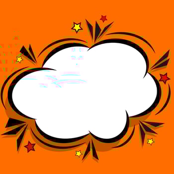 Retro comic design cloud. Flash explosion speech bubbles. Pop art vector elements.