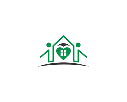 Simple Family Dream Home Logo Design With Love Hone Vector Icon Illustration.