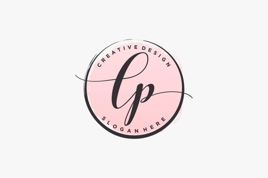 Initial LP handwriting logo with circle template vector signature, wedding, fashion, floral and botanical with creative template.