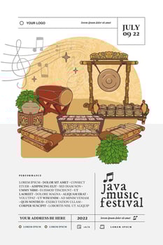 Javanese music festival poster template vector