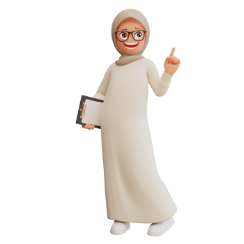Young muslim woman smiling posing happy 3d cartoon illustration png