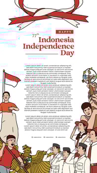 Handdrawn illustration Indonesian independence day for social media post or banner vector