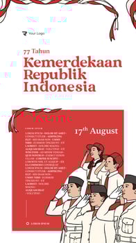 Handdrawn illustration Indonesian independence day for social media post or banner vector