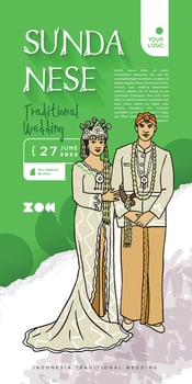 Sundanese Traditional Wedding Event Banner Hand Drawn Illustration Design Inspiration vector