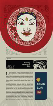 telek luh indonesian traditional mask ticket festival handrawn illustration design inspiration vector