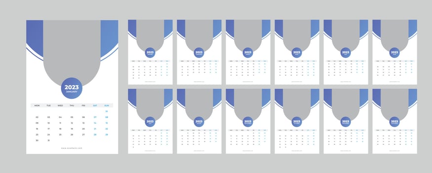 Wall Calendar 2023. vector