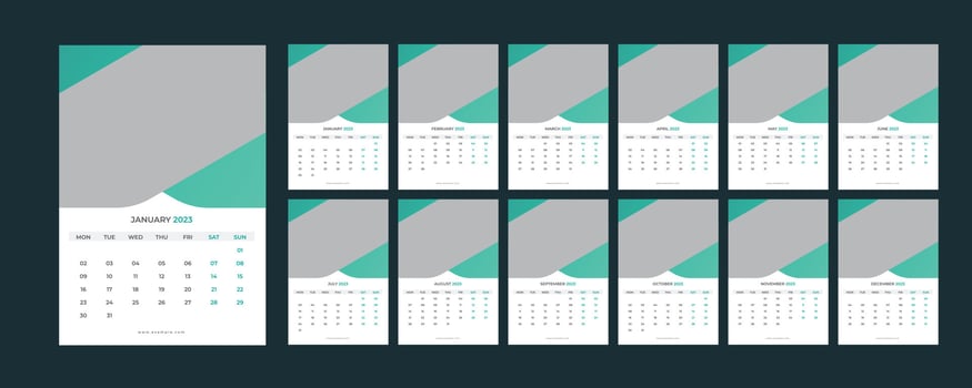 Wall Calendar 2023. vector
