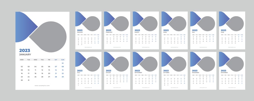 Wall Calendar 2023. vector