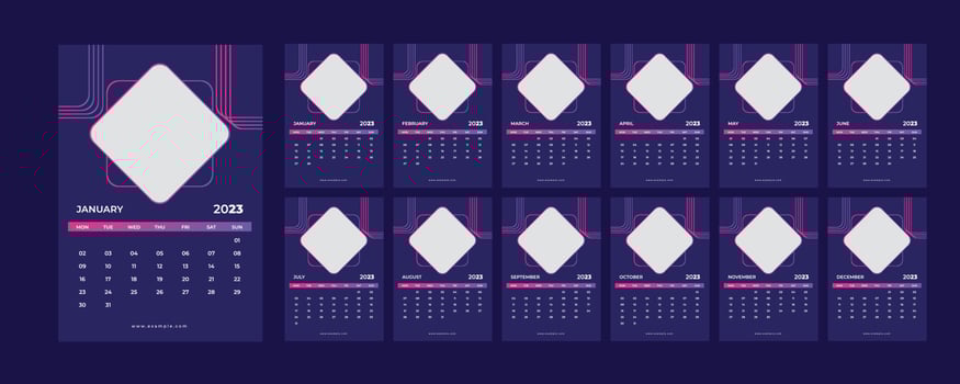 Wall Calendar 2023. vector