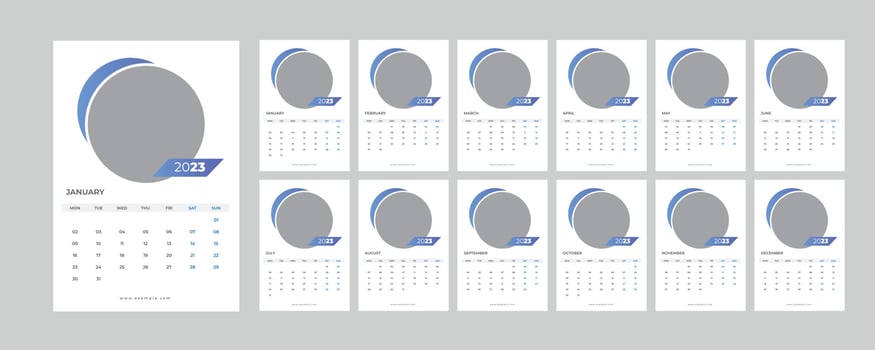 Wall Calendar 2023. vector