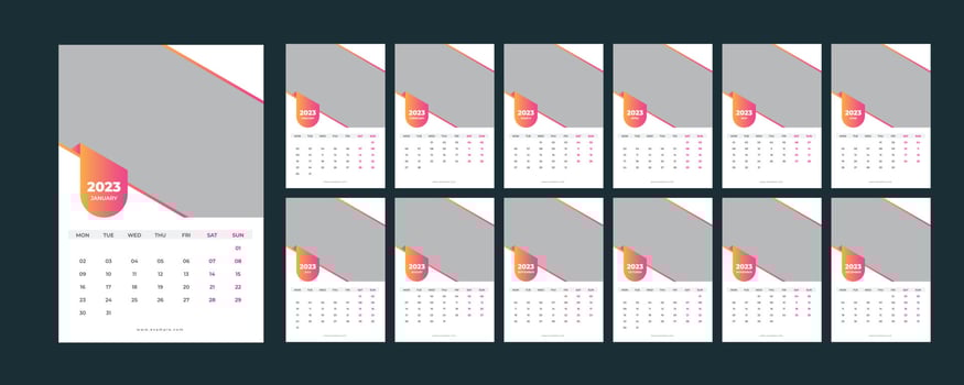 Wall Calendar 2023. vector