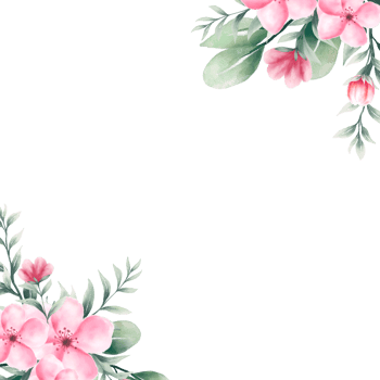 Watercolor pink flower frame png