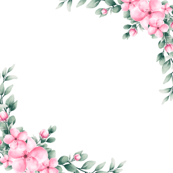 Watercolor pink flower frame png