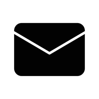 Email envelope icon to represent message or mail in black outline style vector