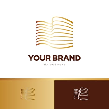 Building office line logo design template vector with three-color harmony combination, elegant luxury premium brand identity