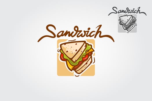 Sandwich Vector Logo Template. This illustration logo perfect for restaurant, shop, food truck, food street, fast-food cafe, etc. Vector Logo Cartoon.
