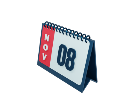 November Realistic Desk Calendar Icon 3D Illustration Date November 08 png
