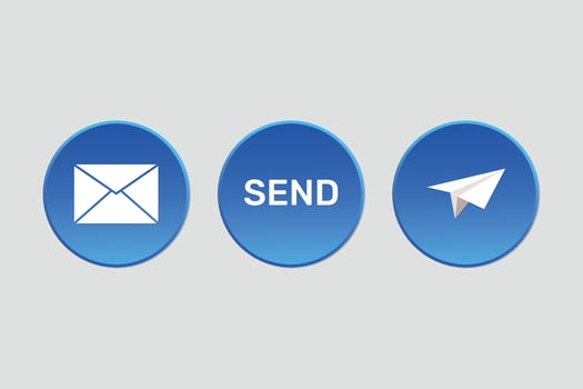 Telegram messange send blue button icon vector