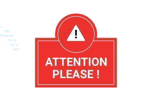 Red attention please exclamation danger sign and alert icon with banner design. vector
