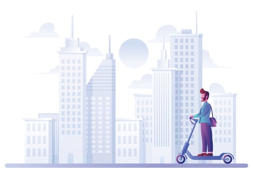 Man on Electric Scooter vector