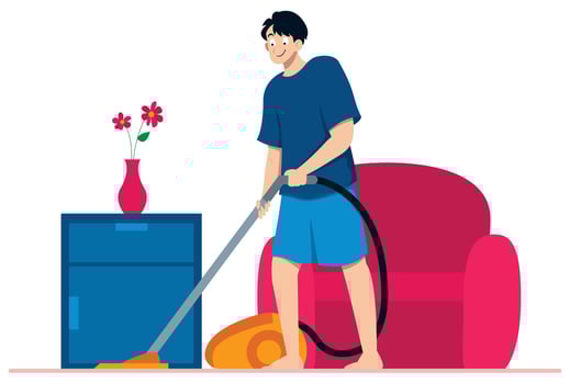 Man with Vacuum Cleaner vector