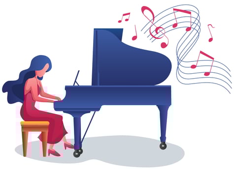 Piano Girl on White vector