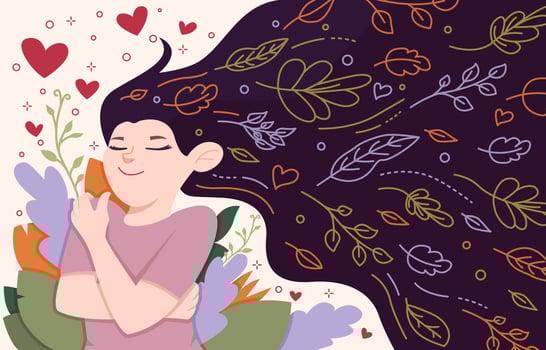 Woman Hugging Herself vector