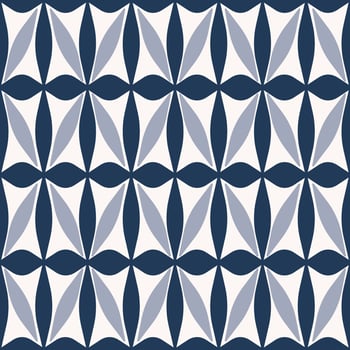 Ethnic blue geometric flower pattern. Ethnic oriental blue abstract flower geometric shape seamless pattern background. Geometric flower pattern for fabric, mosaic, tile, interior decoration elements. vector