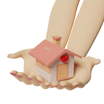 cartoon woman hands holding house isolated. 3d illustration or 3d render png