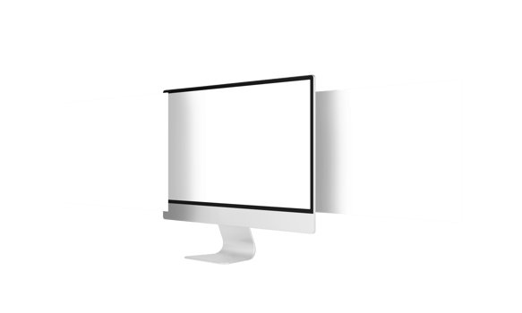 Transparent desktop monitor screen with webpage presentation png