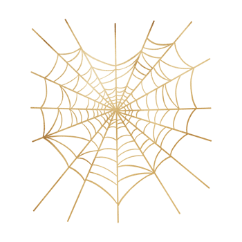 Golden Metallic Heart Spider Web png